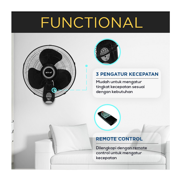 Sekai Wall Fan 16" Remote Control - WFN1628RC